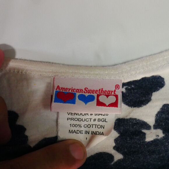 American Sweetheart Size L 3/4 Sleeve Top Bright Floral Print on White - Picture 3 of 11